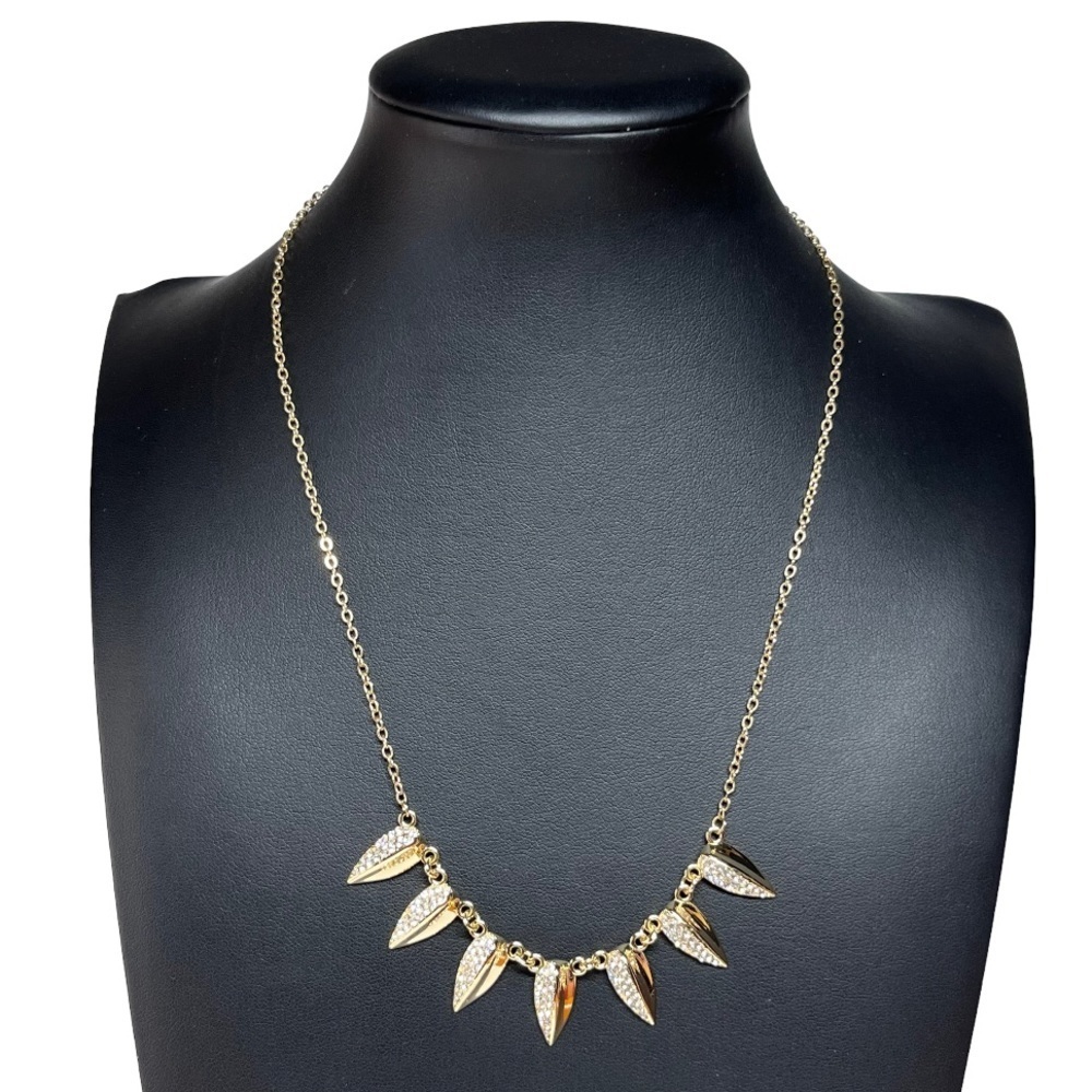 INC. Golden Crystal Leaf Statement Necklace 17-19.5 in.
